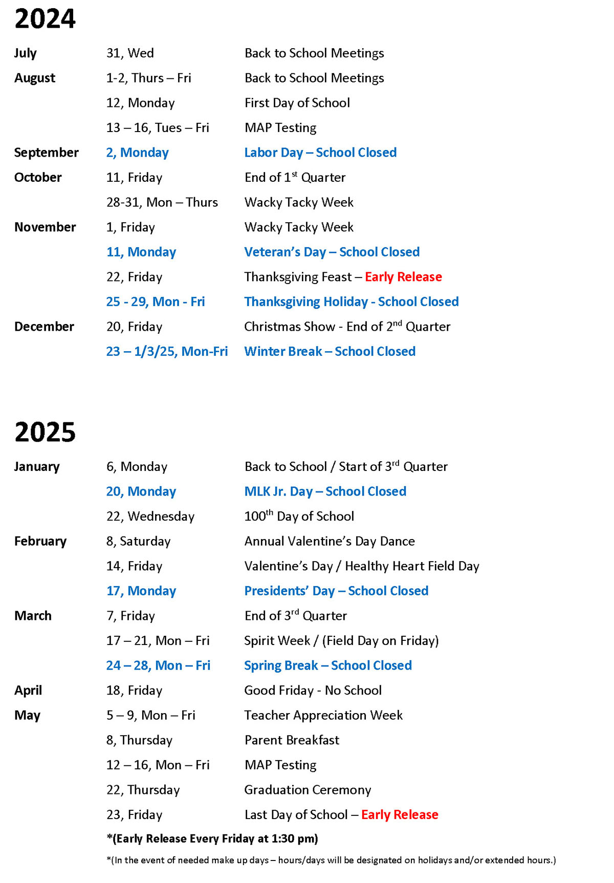 2024-2025 Calendar